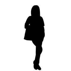 Wall Mural - vector, on white background, silhouette of girl with bag