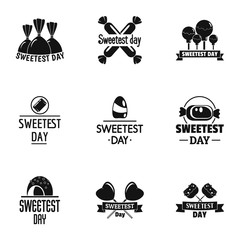 Canvas Print - Happy sweetest day logo set. Simple set of 9 happy sweetest day vector logo for web design on white background