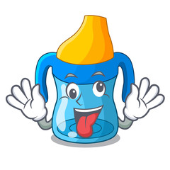 Sticker - Crazy baby training cup isolated on mascot