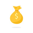 Golden Money Bag icon. Clipart image isolated on white background