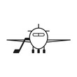 Aircraft front view outline icon. Clipart image isolated on white background