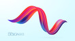 Vector illustration: 3d twisted colorful flow liquid shape. Acrylic paint sroke. Modern design.
