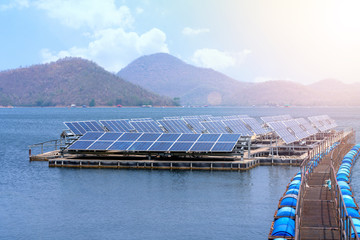 Solar panels generator the industry of modern energy in barrage, Ecologically clean sources of electrical energy