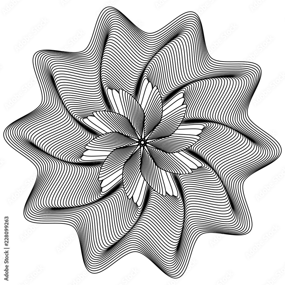 Abstract black and white circular pattern. Geometric pattern with ...