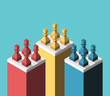 Multicolor chess pawns, segmentation