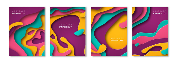 Wall Mural - vertical banners with paper cut