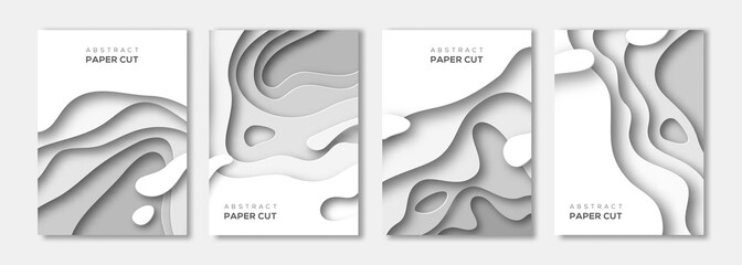 Wall Mural - banners set with white paper cut