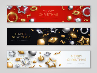 Christmas and New Year banners set