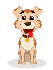 Cute funny dog. Puppy cartoon character