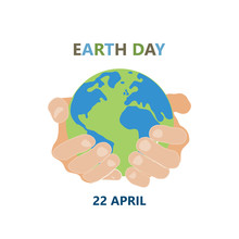 Hands Holding Earth On White Background Colored Symbol Earth Day