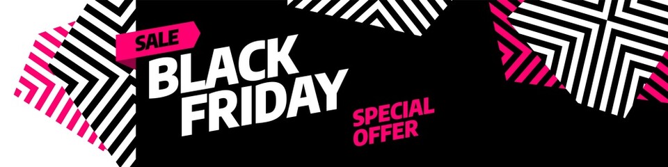 Wall Mural - Black Friday sale banner template design. Special offer. Vector illustration eps 10.