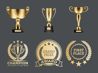 champion prizes collection vector illustration