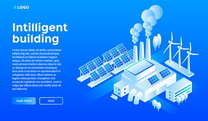 Smart building concept background. Isometric illustration of smart building vector concept background for web design