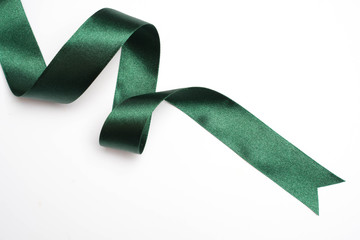 green ribbon border isolated on white