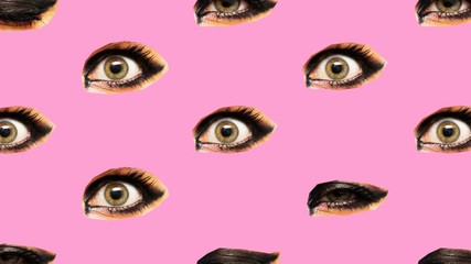 Wall Mural - Minimal Motion art. Eyes background. Visual  fashion art