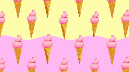 Wall Mural - Minimal motion design art. Sweet Candy background. Vanilla Ice cream