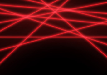 Abstract red line laser light beam on black technology background vector illustration.