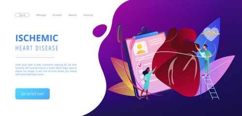 Wall Mural - Ischemic heart disease concept landing page.