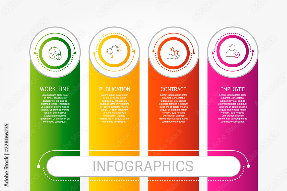 Modern 3D vector illustration. Template infographics with four elements ...