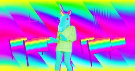 Wall Mural - Motion minimal design. Unicorn pride party style