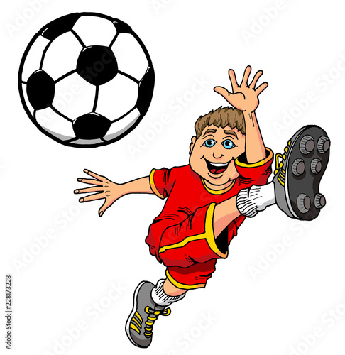 Cartoon Illustration Of A Kid Kicking A Soccer Ball Stock Vector Adobe Stock Cartoon Illustration Of A Kid Kicking A Soccer Ball Stock Vector Adobe Stock