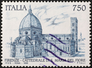 Wall Mural - florence cathedral on italian postage stamp