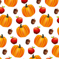 Wall Mural - pumpkin apple acorn autumn pattern