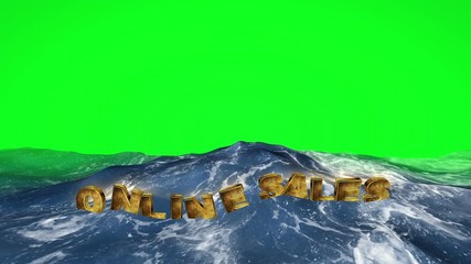 Poster - Online sales text floating in water against green screen