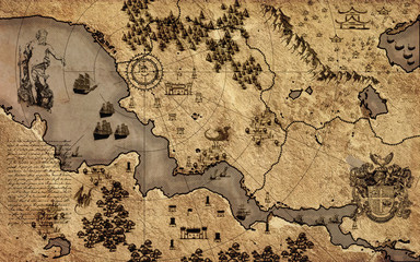 old vintage fantasy map