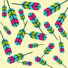 Sticker - colored feathers tribal decoration pattern