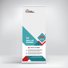 Wall Mural - design roll-up, advertising banner template, stand for presentations, conferences, exhibitions, mode