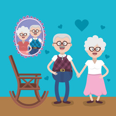 Wall Mural - grandparents love relationship cartoon