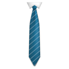 Canvas Print - Blue striped tie icon. Realistic illustration of blue striped tie vector icon for web design isolated on white background