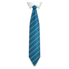 Sticker - Blue striped tie icon. Realistic illustration of blue striped tie vector icon for web design isolated on white background