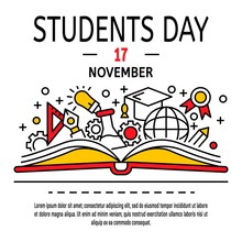 Students Day Concept Background. Outline Illustration Of Students Day Vector Concept Background For Web Design
