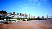 Time Lapse Shot Of China Yangtze Yellow River At XiAn