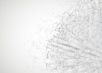 Wall Mural - vector abstract 3d crystal. a view of the roofs of the city, a large chaotic