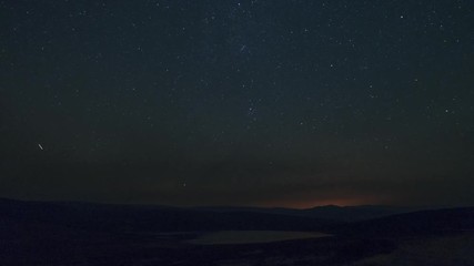 Wall Mural - night sky, stars, mountains and lake time lapse.