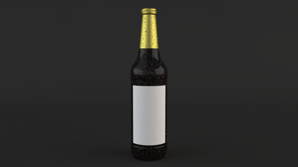 Wall Mural - Mock up of tall beer bottle with blank label and condensation