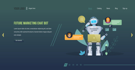 Future marketing chat bot. Innovation technology science future, financial consultation.