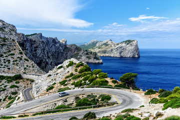 Canvas Print - Strasse Cap de Formentor Felsen Boot Mallorca