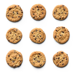 Wall Mural - Chocolate chip cookie collection. Isolated on white background