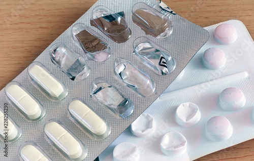 Fotografia Medical Tablet Pills Consumed from a Blister Pack.