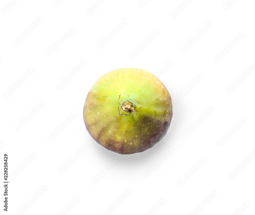 Whole green fig on white background