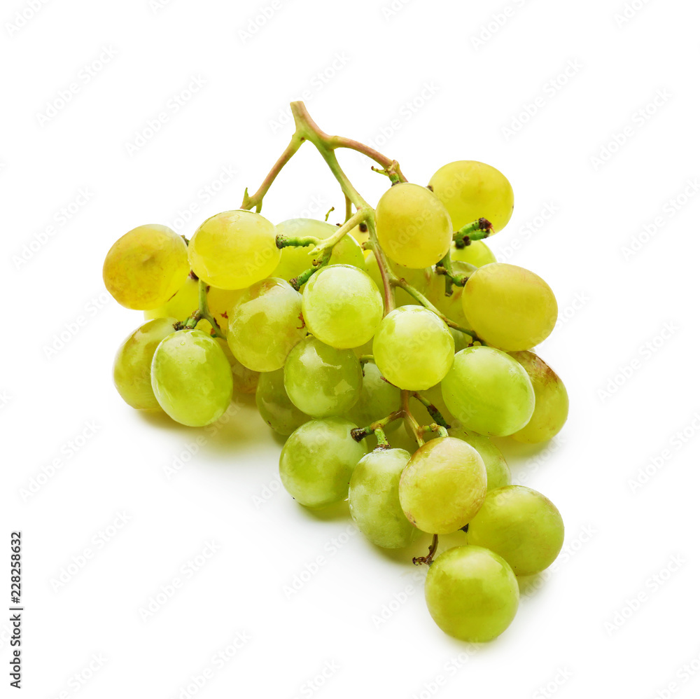 Fresh ripe juicy grapes on white background