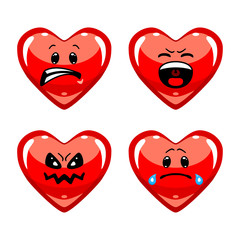 Wall Mural - vector set of love emoticons. collection of heart characters with different emotions in cartoon styl