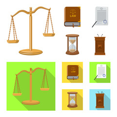 Isolated object of law and lawyer logo. Collection of law and justice vector icon for stock.