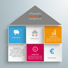 Wall Mural - house shape colored squares infographic