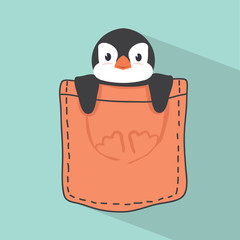 Wall Mural - Cute Penguin in pocket