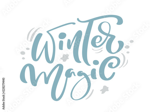 Winter Magic Blue Christmas Vintage Calligraphy Lettering Vector